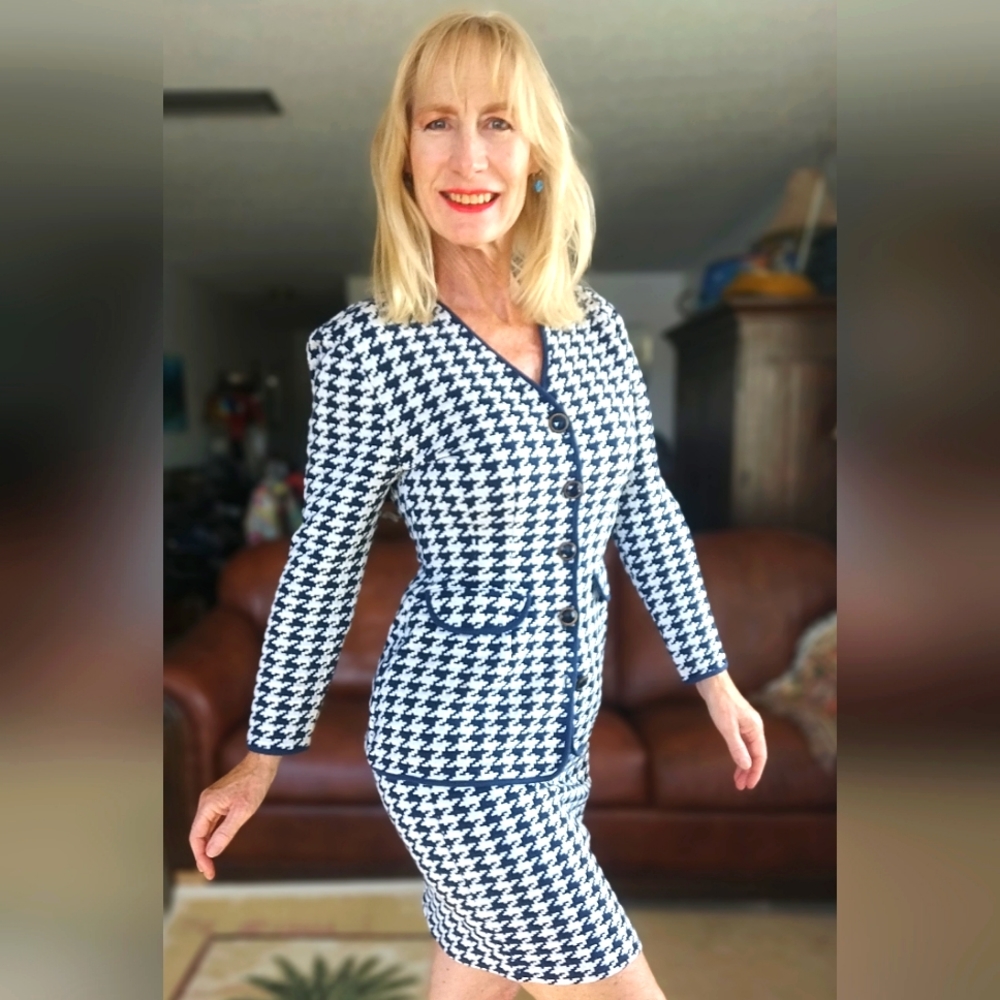Navy & White Gingham blazer & skirt set